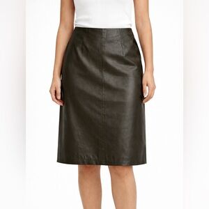 Vintage Newport News Black Leather Pencil Skirt
